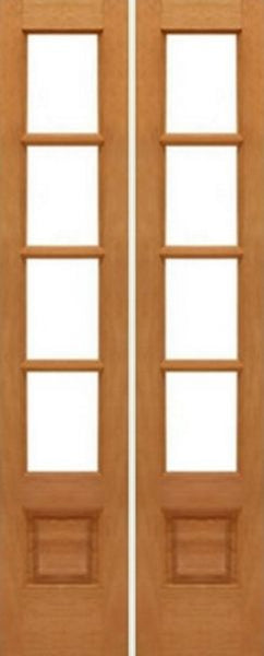 WDMA 28x80 Door (2ft4in by 6ft8in) Interior Swing Mahogany 4-lite French Door w Bottom Panel Solid Wood 1