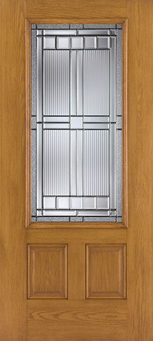 WDMA 32x80 Door (2ft8in by 6ft8in) Exterior Oak Fiberglass Door 3/4 Lite Saratoga 6ft8in 1