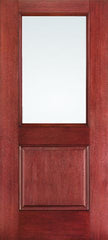 WDMA 34x80 Door (2ft10in by 6ft8in) Exterior Mahogany Fiberglass Impact Door 1/2 Lite 1 Panel Clear Low-E 6ft8in 1