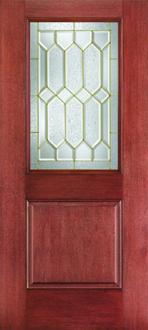 WDMA 34x80 Door (2ft10in by 6ft8in) Exterior Mahogany Fiberglass Impact HVHZ Door 1/2 Lite 1 Panel Crystalline 6ft8in 1