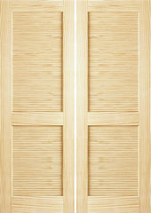 WDMA 36x80 Door (3ft by 6ft8in) Interior Swing Pine 80in Louver/Louver Clear Double Door 1
