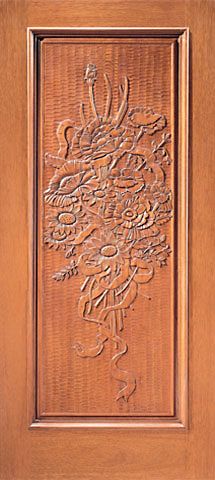 WDMA 36x84 Door (3ft by 7ft) Exterior Mahogany Hand Carved 1-Panel Single Door in  1