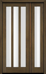 WDMA 38x80 Door (3ft2in by 6ft8in) Exterior Swing Mahogany Modern Slim 3 Glass Shaker Single Entry Door Sidelight 3