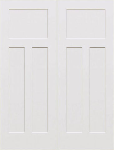 WDMA 40x80 Door (3ft4in by 6ft8in) Interior Barn Smooth 80in Craftsman III 3 Panel Shaker Hollow Core Double Door|1-3/8in Thick 1