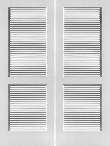 WDMA 40x80 Door (3ft4in by 6ft8in) Interior Swing Pine 80in Primed Louver Over Louver Double Door | 730 1