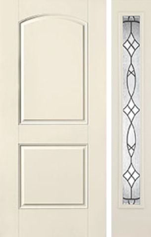 WDMA 40x80 Door (3ft4in by 6ft8in) Exterior Smooth 2 Panel Soft Arch Star Door 1 Side Blackstone Full Lite 1