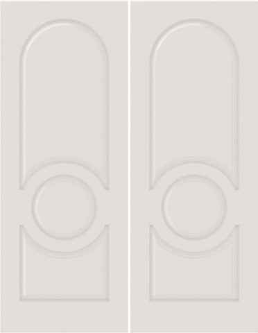 WDMA 40x84 Door (3ft4in by 7ft) Interior Bypass Smooth 3130 MDF 3 Panel Round Panel Circle Double Door 1