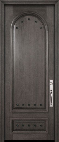 WDMA 42x96 Door (3ft6in by 8ft) Exterior Mahogany 42in x 96in Radius 2 Panel Portobello Door with Clavos 2