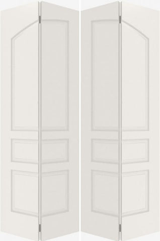 WDMA 44x80 Door (3ft8in by 6ft8in) Interior Bypass Smooth 3060 MDF Pair 3 Panel Arch Panel Double Door 2