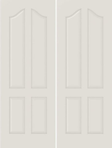 WDMA 44x80 Door (3ft8in by 6ft8in) Interior Barn Smooth 4050 MDF 4 Panel Arch Panel Double Door 1