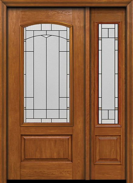 WDMA 44x80 Door (3ft8in by 6ft8in) Exterior Cherry Camber 3/4 Lite Single Entry Door Sidelight Topaz Glass 1