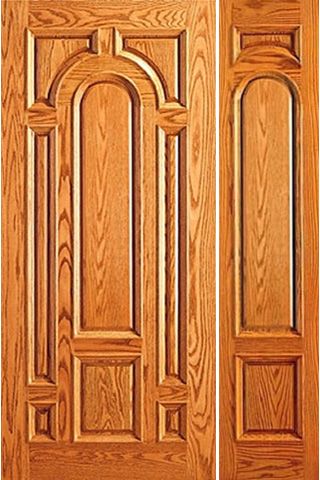 WDMA 44x80 Door (3ft8in by 6ft8in) Exterior Mahogany Prehung 8 Panel Moulding One Sidelight Door 1