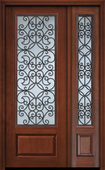 WDMA 44x96 Door (3ft8in by 8ft) Exterior Cherry 96in 1 Panel 3/4 Lite Florence / Walnut Door /1side 1