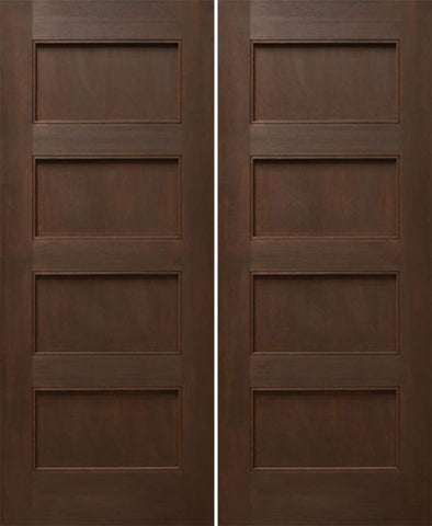 WDMA 48x80 Door (4ft by 6ft8in) Interior Mahogany 80in Four Flat Panels Square Sticking w/Reveal Double Door 1