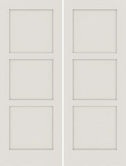 WDMA 48x80 Door (4ft by 6ft8in) Interior Swing Smooth 80in Primed 3 Panel Shaker Double Door|1-3/8in Thick 1