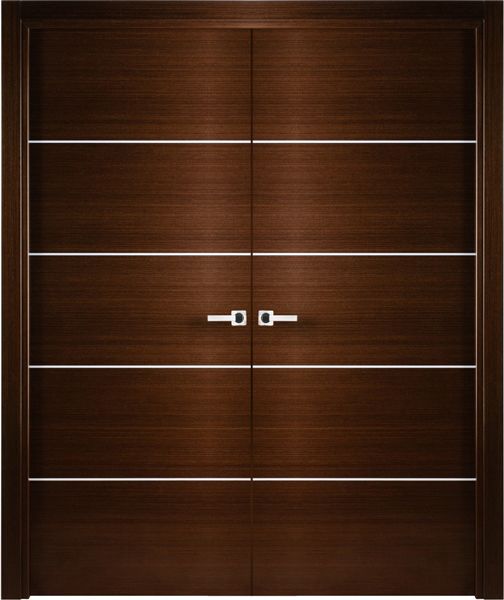 WDMA 48x80 Door (4ft by 6ft8in) Interior Pocket Wenge Contemporary Double Door with Decorative Strips 1