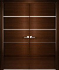 WDMA 48x80 Door (4ft by 6ft8in) Interior Pocket Wenge Contemporary Double Door with Decorative Strips 1