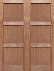 WDMA 48x80 Door (4ft by 6ft8in) Interior Barn Walnut 3-Panel Solid Shaker Style Double Door SH-18 1
