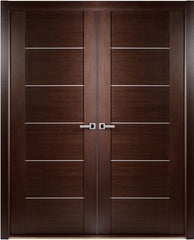 WDMA 48x80 Door (4ft by 6ft8in) Interior Pocket Wenge Contemporary African Double Door with Aluminum Strips 1