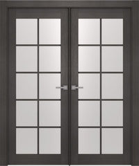 WDMA 48x80 Door (4ft by 6ft8in) Interior Swing Prefinished Aditi 10 Lite Legna Nera Modern Double Door 1