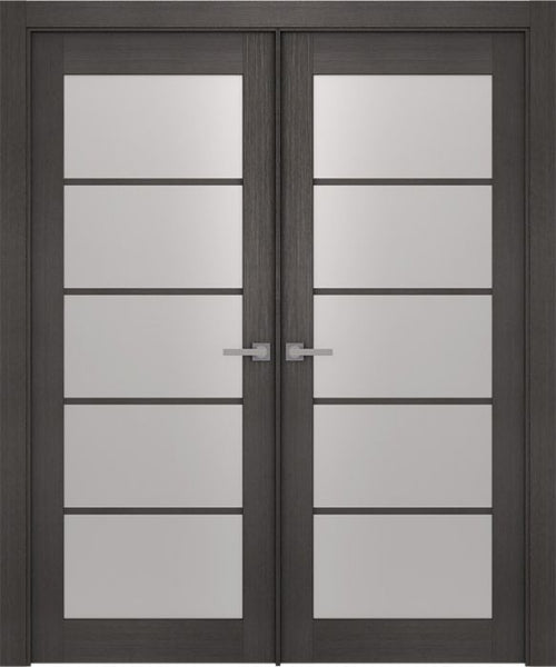 WDMA 48x80 Door (4ft by 6ft8in) Interior Barn Prefinished Aditi 5 Lite Legna Nera Modern Double Door 1