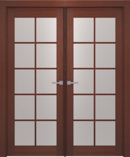 WDMA 48x80 Door (4ft by 6ft8in) Interior Barn Wenge Prefinished 10 Lite French Modern Double Door 1