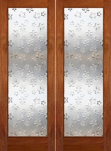 WDMA 48x84 Door (4ft by 7ft) Interior Swing Mahogany Double Door 1-Lite FG-8 Blooming Glass 1