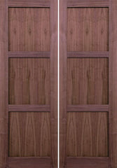 WDMA 48x96 Door (4ft by 8ft) Interior Walnut 96in 3 Panel Square Sticking Compression Fit Double Door 1