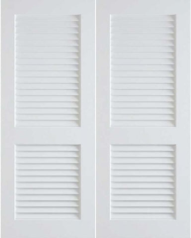 WDMA 48x96 Door (4ft by 8ft) Interior Swing Pine 96in Primed Plantation Louvers Double Door | 784 1