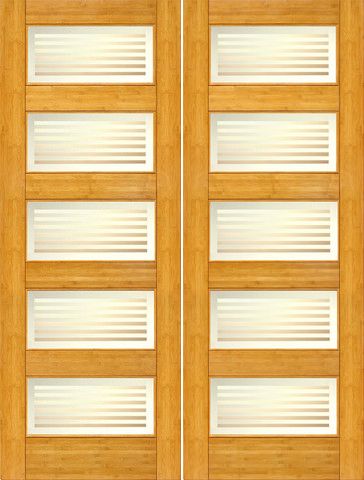 WDMA 48x96 Door (4ft by 8ft) Interior Swing Bamboo BM-12 Contemporary 5 Lite Matte Bars Glass Double Door 1