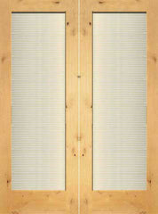 WDMA 48x96 Door (4ft by 8ft) Interior Swing Knotty Alder Conemporary Double Door 1-Lite FG-11 Blinds Glass 1