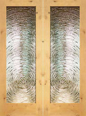 WDMA 48x96 Door (4ft by 8ft) Interior Barn Knotty Alder Full Lite Double Door FG-9 Swirl Glass 1