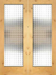 WDMA 48x96 Door (4ft by 8ft) Interior Swing Knotty Alder Double Door 1-Lite FG-10 Weaving Glass 1