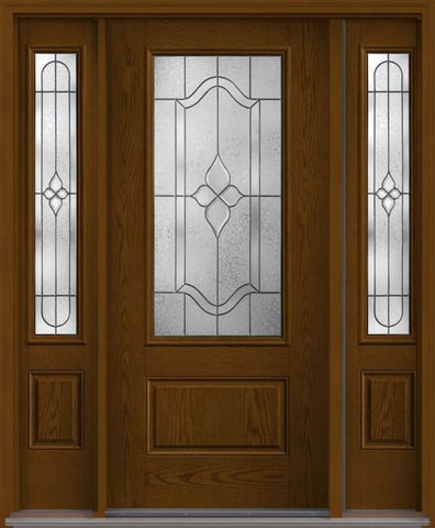 WDMA 52x80 Door (4ft4in by 6ft8in) Exterior Oak Concorde 3/4 Lite 1 Panel Fiberglass Door 2 Sides 1