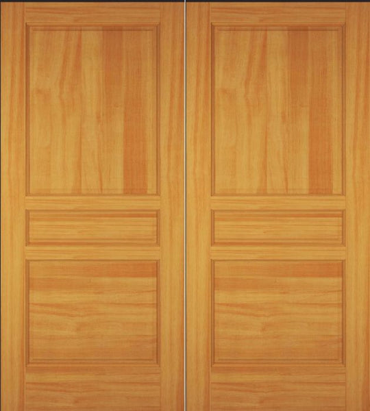 WDMA 52x96 Door (4ft4in by 8ft) Exterior Swing Pine Wood 3 Panel Double Door 1