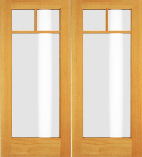 WDMA 52x96 Door (4ft4in by 8ft) Exterior Swing Pine Wood Full Lite Craftsman Arts and Craft Double Door 1
