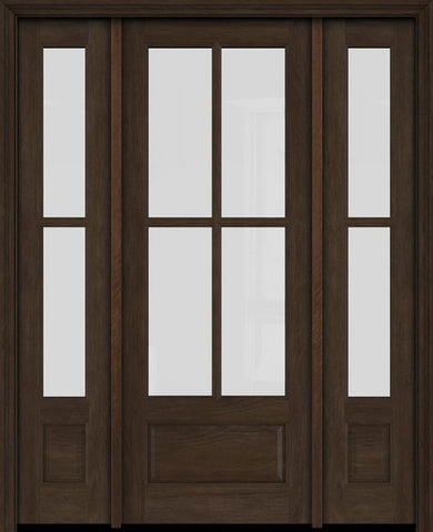 WDMA 52x96 Door (4ft4in by 8ft) Exterior Swing Mahogany 3/4 4 Lite TDL Single Entry Door Sidelights 1