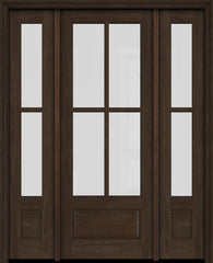 WDMA 52x96 Door (4ft4in by 8ft) Exterior Swing Mahogany 3/4 4 Lite TDL Single Entry Door Sidelights 1