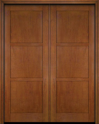 WDMA 52x96 Door (4ft4in by 8ft) Exterior Swing Mahogany 3 Panel Windermere Shaker or Interior Double Door 4