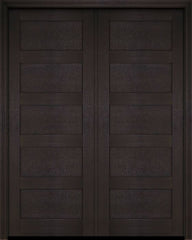 WDMA 52x96 Door (4ft4in by 8ft) Exterior Barn Mahogany Modern 5 Flat Panel Shaker or Interior Double Door 2