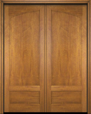 WDMA 52x96 Door (4ft4in by 8ft) Exterior Barn Mahogany Arch 3/4 Raised Panel Solid or Interior Double Door 1