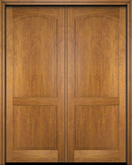 WDMA 52x96 Door (4ft4in by 8ft) Exterior Barn Mahogany 2 Raised Arch Panel Solid or Interior Double Door 1