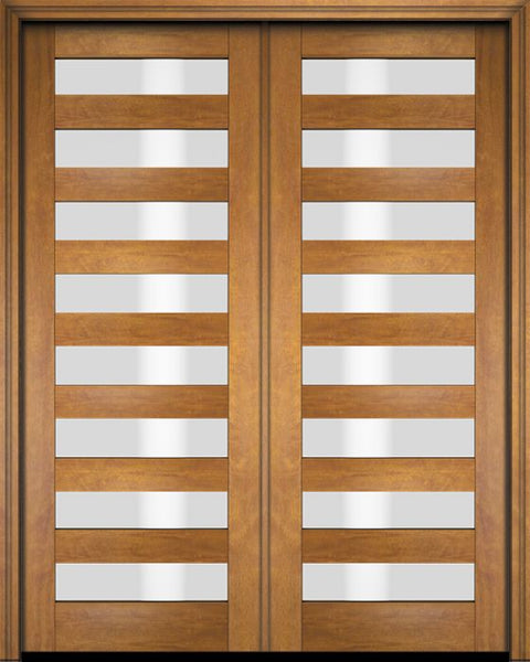 WDMA 52x96 Door (4ft4in by 8ft) Exterior Barn Mahogany Modern Slimlite Glass Shaker or Interior Double Door 1