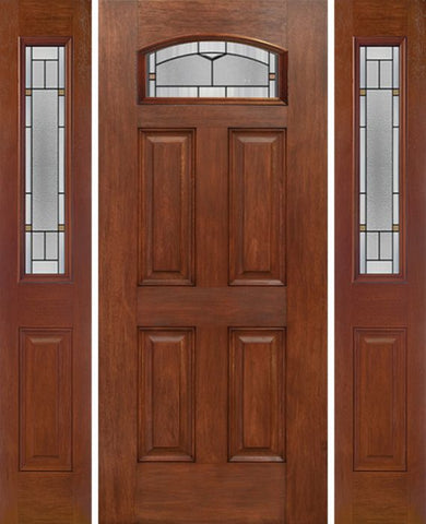 WDMA 54x80 Door (4ft6in by 6ft8in) Exterior Mahogany Camber Top Single Entry Door Sidelights TP Glass 1