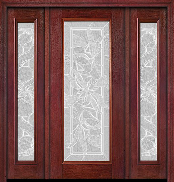 WDMA 54x80 Door (4ft6in by 6ft8in) Exterior Cherry Full Lite Single Entry Door Sidelights Impressions Glass 1