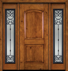 WDMA 54x80 Door (4ft6in by 6ft8in) Exterior Knotty Alder Alder Rustic Plain Panel Single Entry Door Sidelights Belle Meade Glass 1