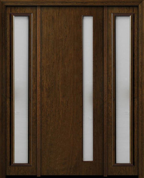 WDMA 54x96 Door (4ft6in by 8ft) Exterior Cherry 96in Contemporary One Vertical Lite Single Fiberglass Entry Door Sidelights 1