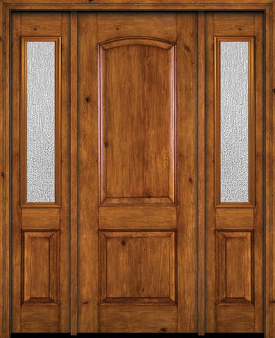 WDMA 54x96 Door (4ft6in by 8ft) Exterior Knotty Alder 96in Alder Rustic Plain Panel Single Entry Door Sidelights Rain Glass 1