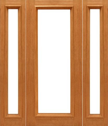 WDMA 58x80 Door (4ft10in by 6ft8in) Patio Mahogany 1-lite-R/M Brazilian Wood IG Glass Sidelights Door 1