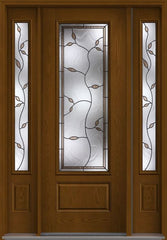 WDMA 58x96 Door (4ft10in by 8ft) Exterior Oak Avonlea 8ft 3/4 Lite 1 Panel Fiberglass Door 2 Sides 1